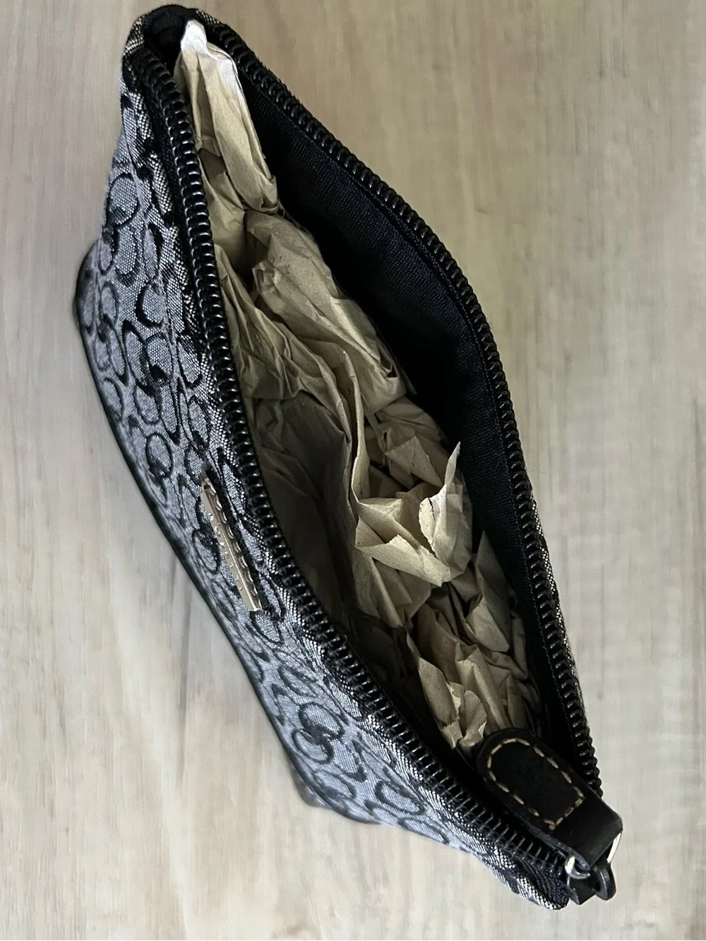 Rosetti Black and Gray Monogram Cosmetic Pouch